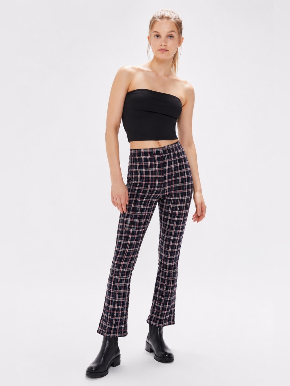 Urban Outfitters Casey Kick Flair Soft Plaid Pant S